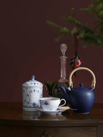 Royal Copenhagen Musselmalet Riflet Krukke M. Låg